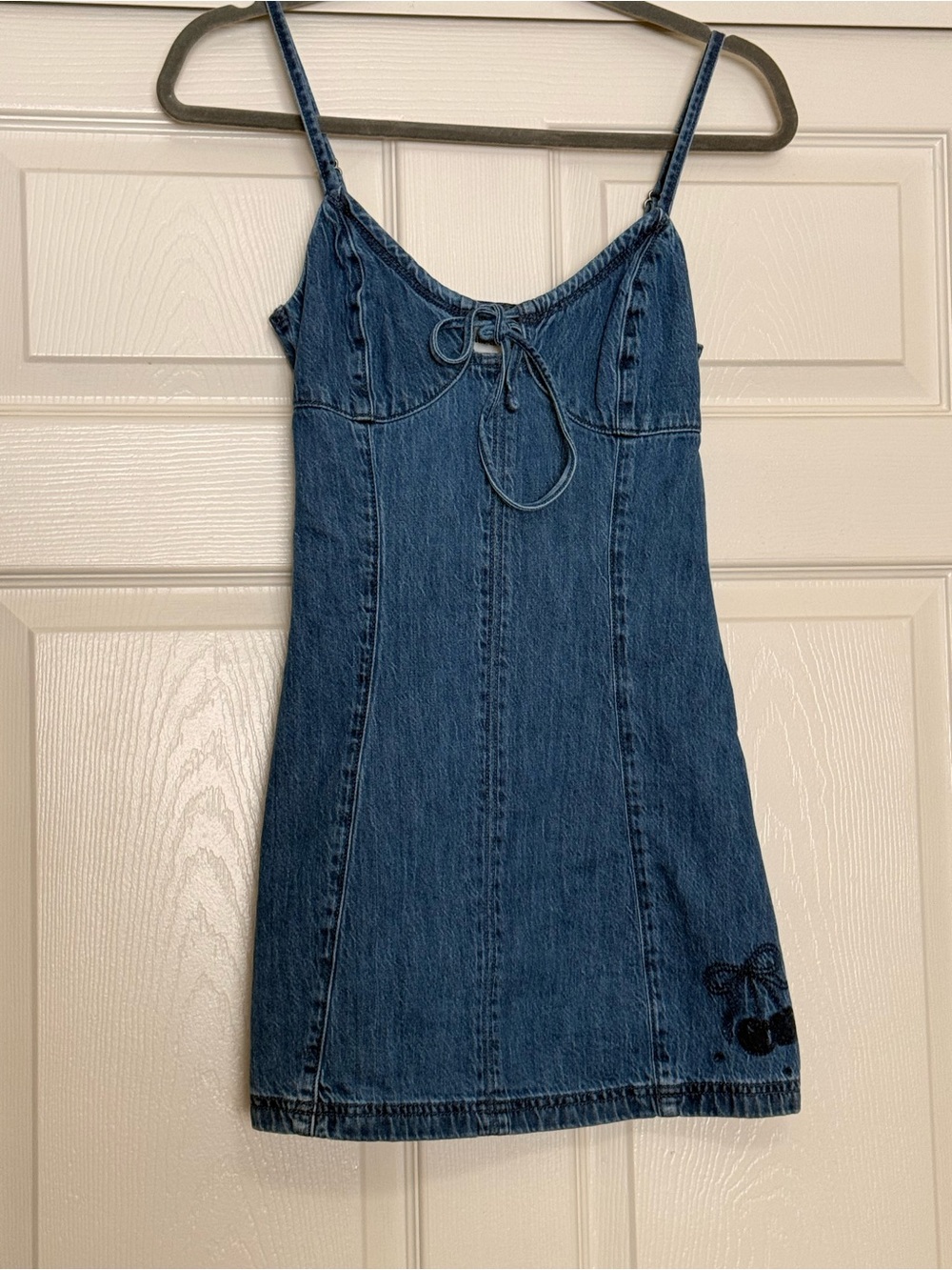 Hollister Denim Spaghetti Strap Tie-Front Dress - Blue